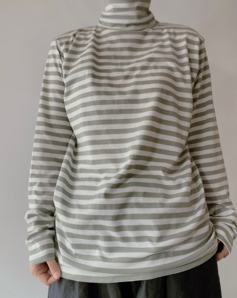 TC Striped High Neck Cut and Sew TC Striped High Neck Cut and Sew