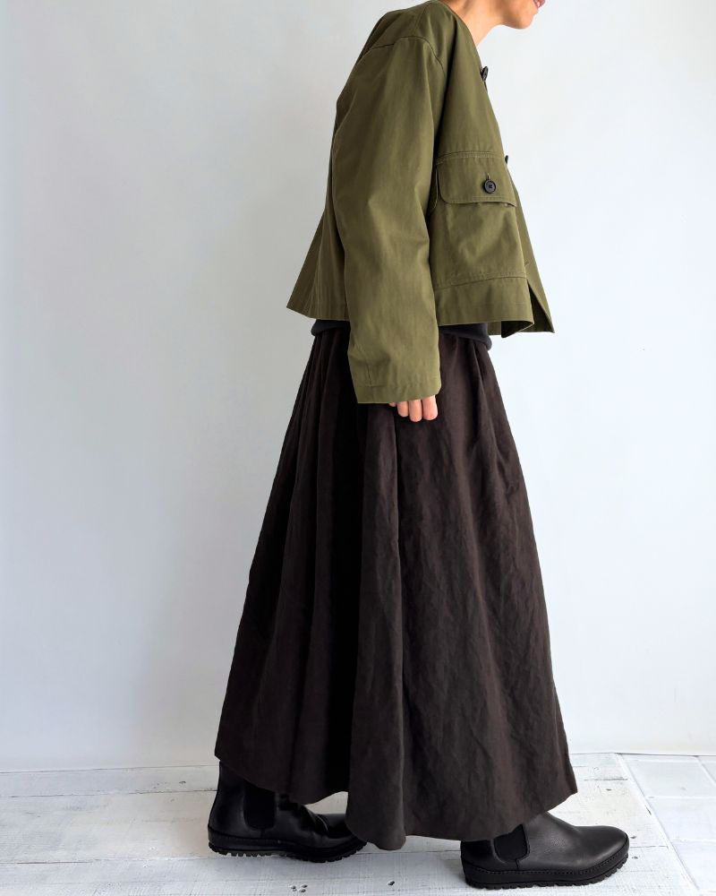 ROCKY-GABA Collarless Jacket in Khaki