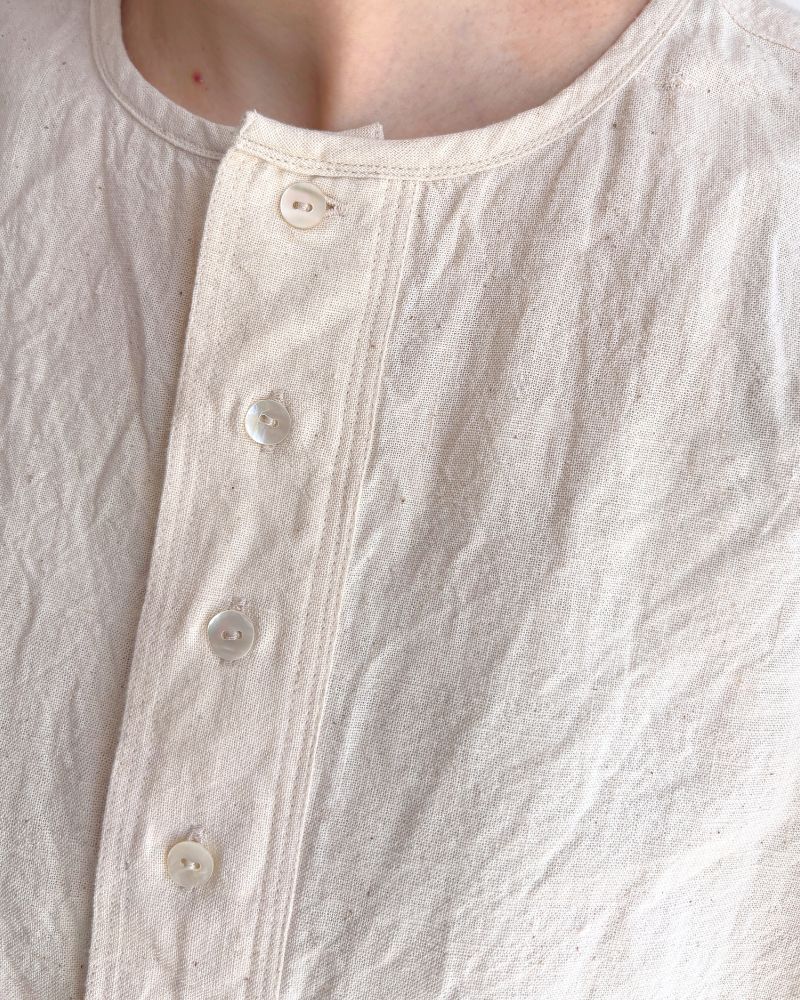 Khadi Cotton Henley Shirt in Natural