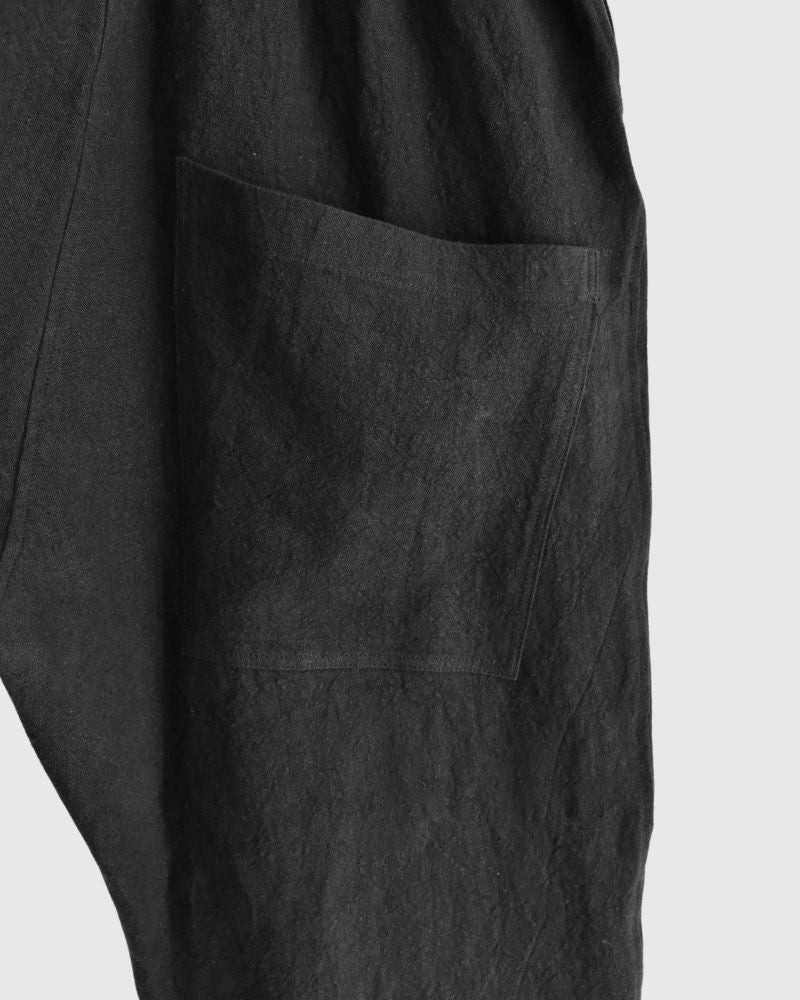 Big Pocket Cropped PT (LINEN) in Black