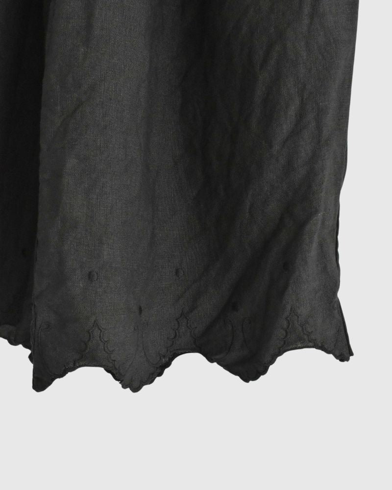 Antique scallop lace wide pants in Noir
