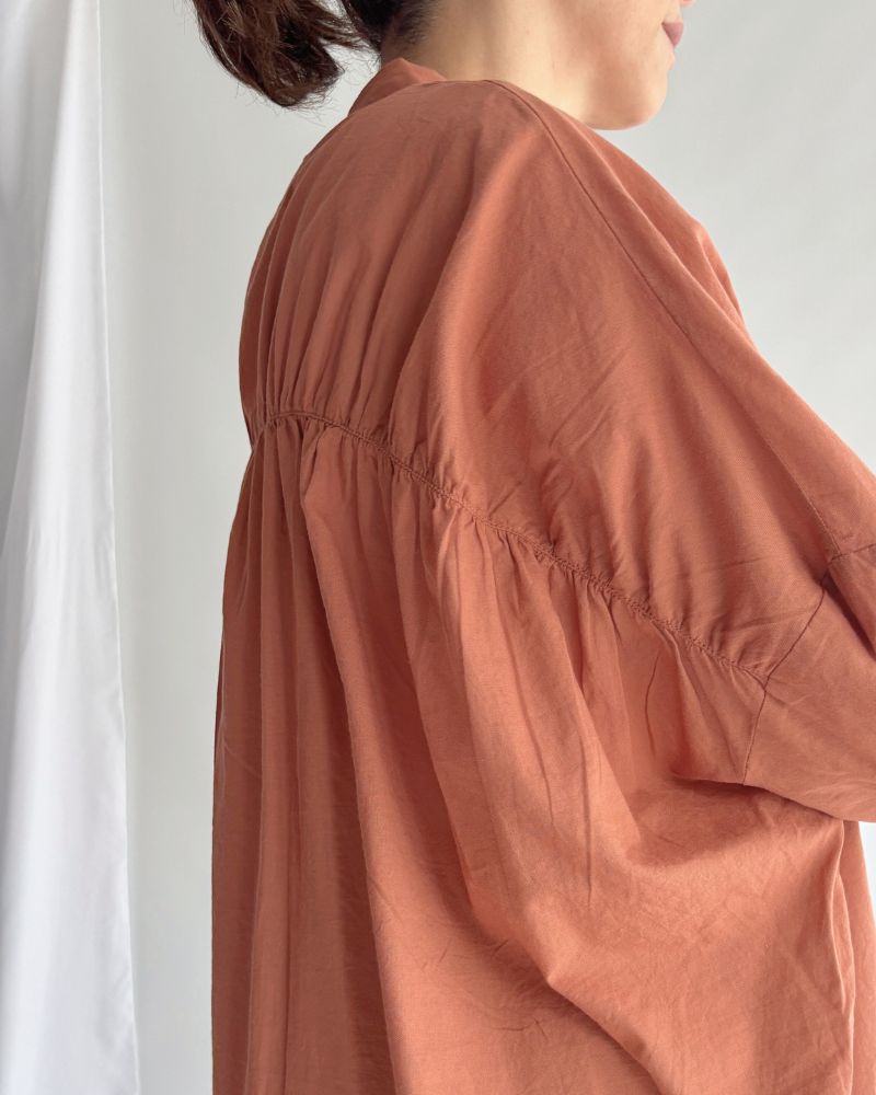 Wide back gathered blouse 'WIYAM' in Teracotta