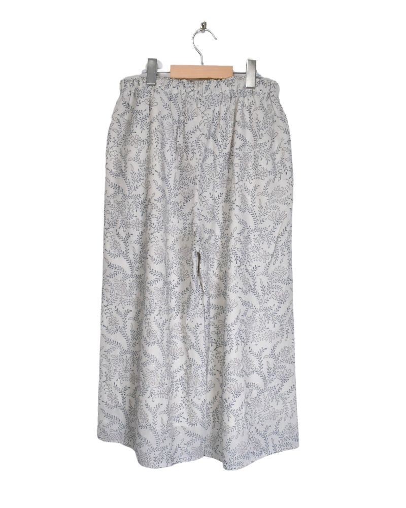 COTTON LEAF & FLOWER BLOCK PRINT EASY PANTS