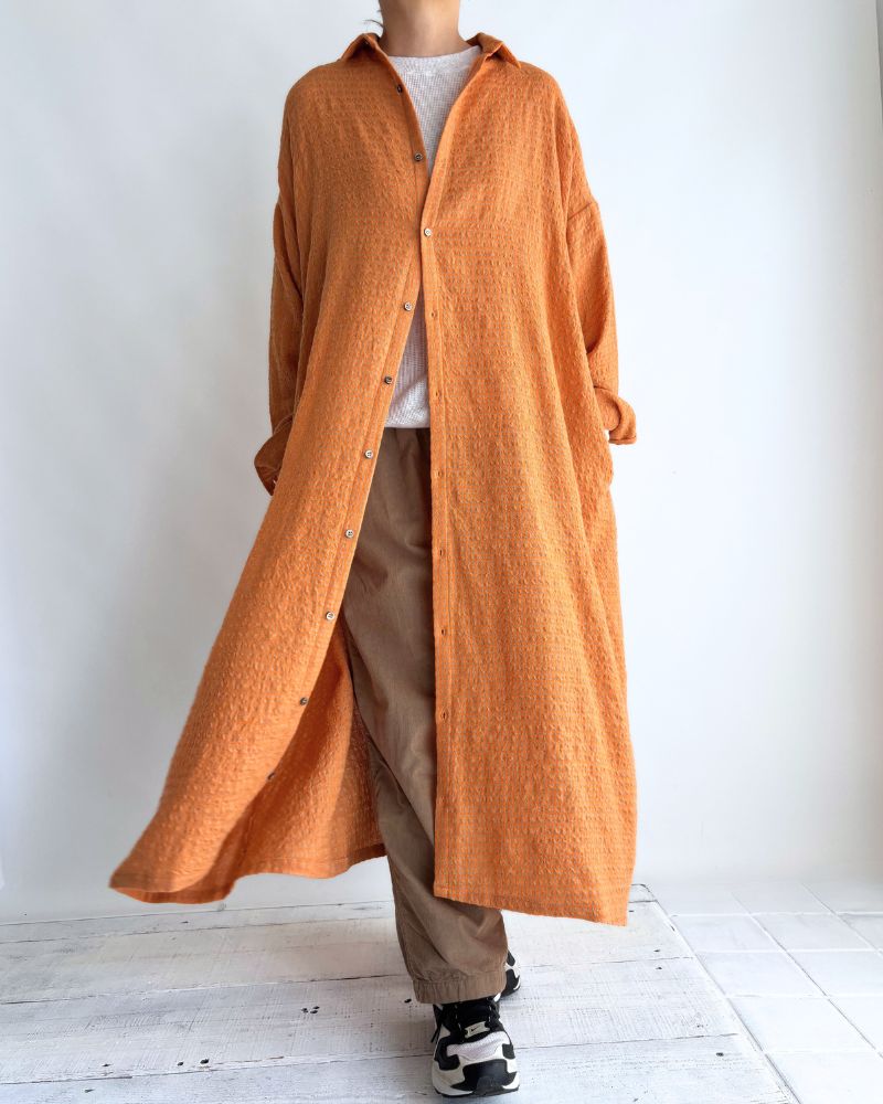 Wool Cotton Gingham Dress in Orange/Mocha Wool Cotton Gingham Dress in Orange/Mocha