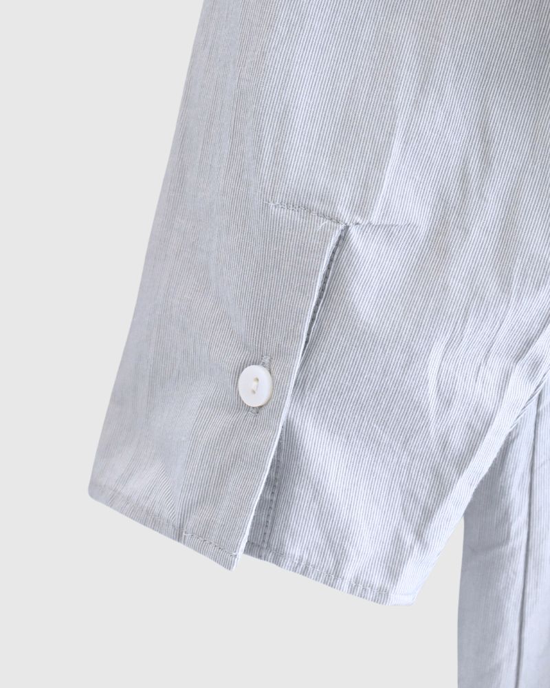 Hairline Stripe Chef Shirt Dress in Gray