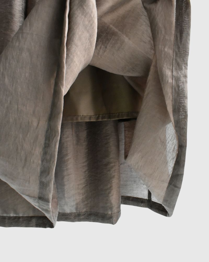Tuck Volume Dress in Brown