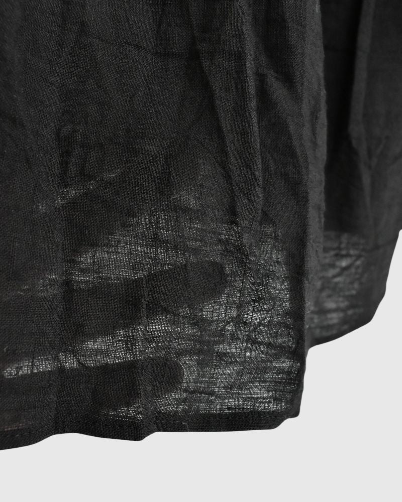 Linen Gathered Ribbon Coverall in Black