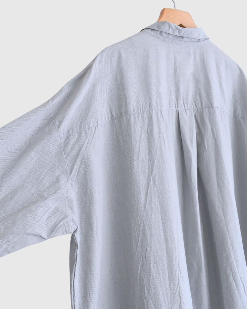 Hairline Stripe Chef Shirt Dress in Gray