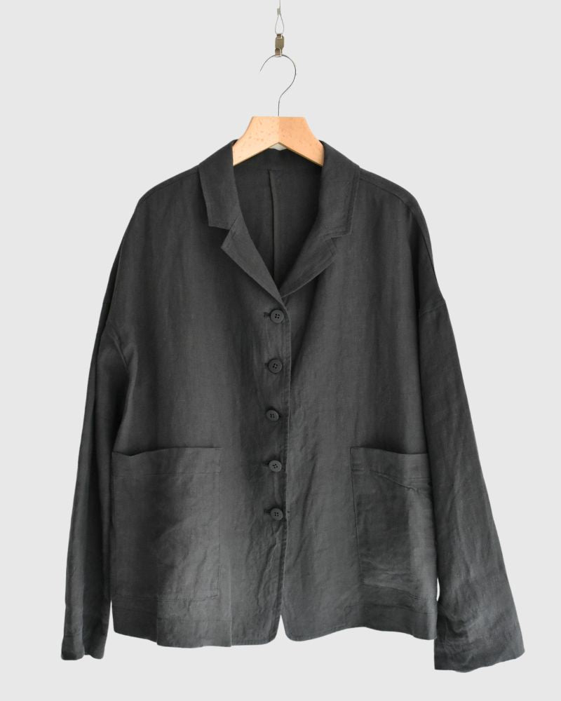 Loose jacket (LINEN) in DarkGray