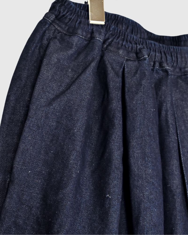Cotton Linen Denim Tuck Pants in One Wash