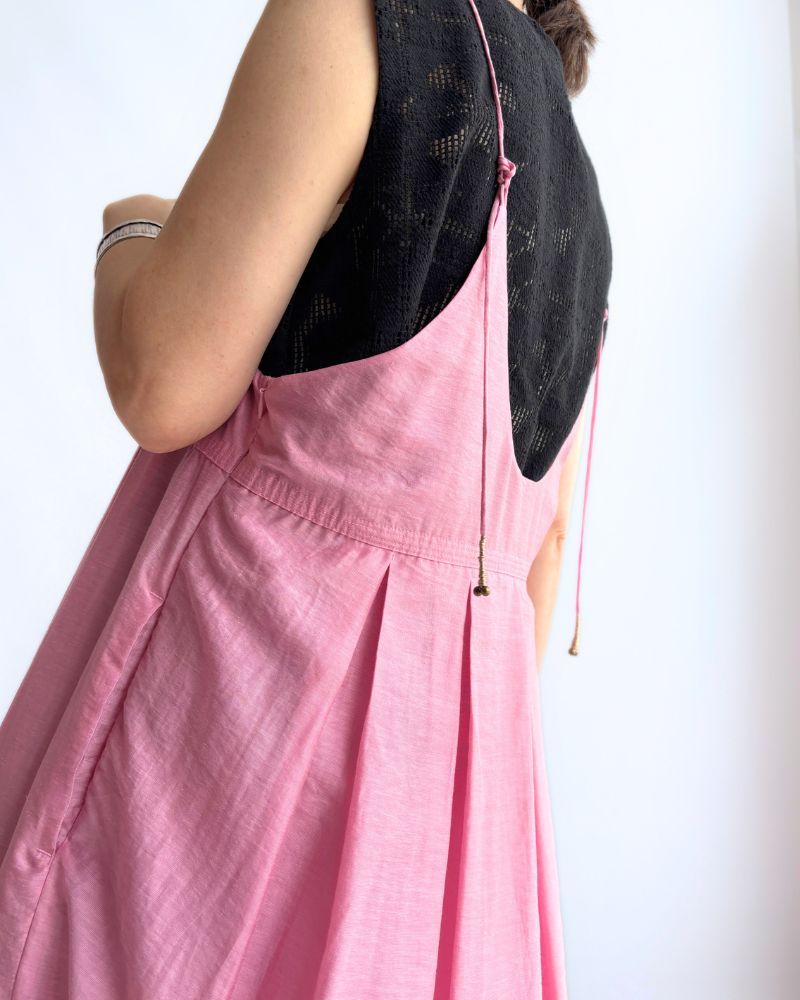 Tuck Volume Dress in Pink