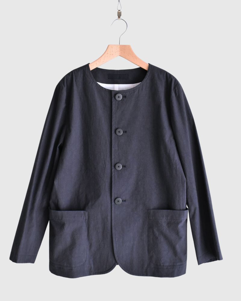 Collarless Jacket in Navy