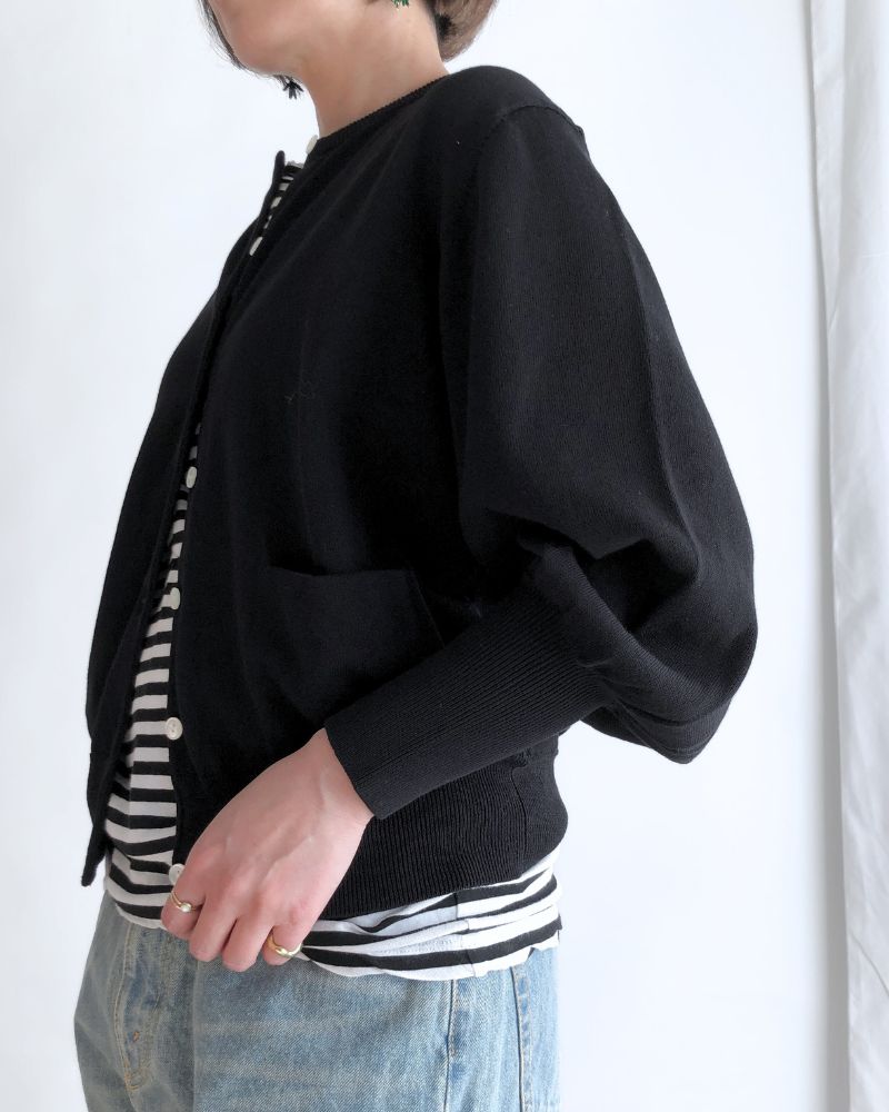 Gathered sleeve knit cardigan in Black Gathered sleeve knit cardigan in Black
