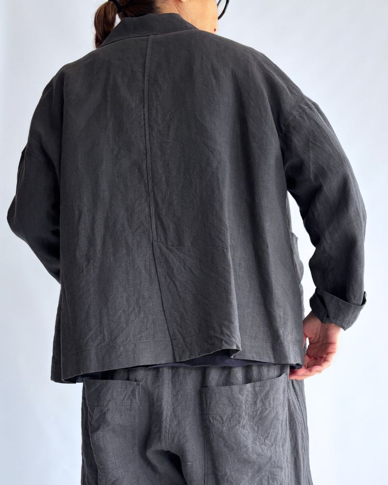 Loose jacket (LINEN) in DarkGray