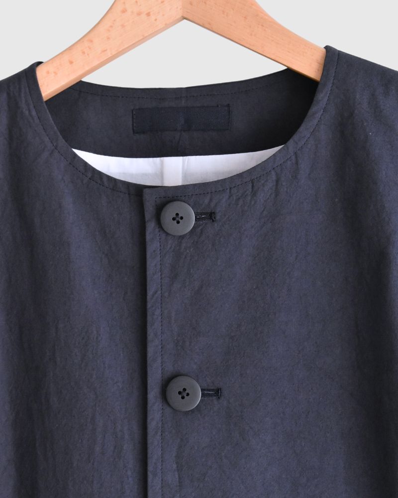 Collarless Jacket in Navy
