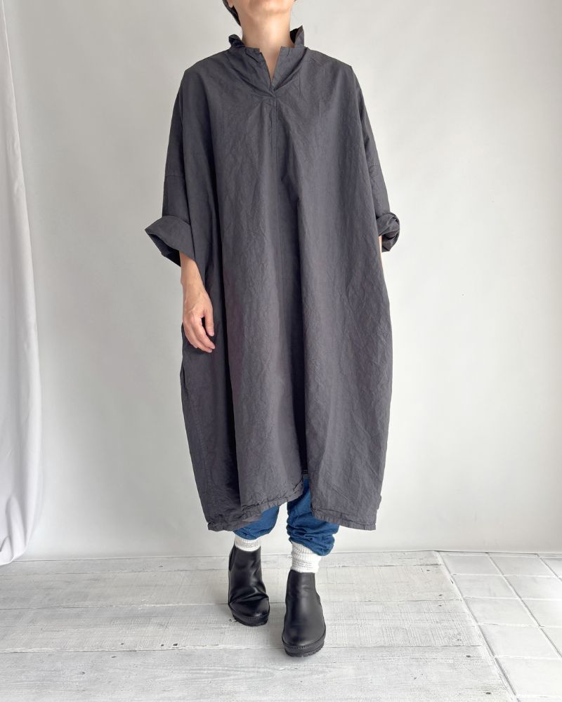 Veritecoeur Cotton Dress Grey | Relaxed Wide Silhouette