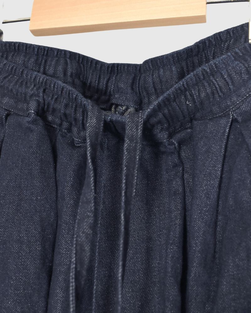 Cotton Linen Denim Tuck Pants in One Wash