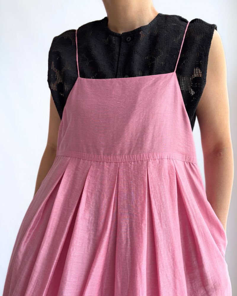 Tuck Volume Dress in Pink