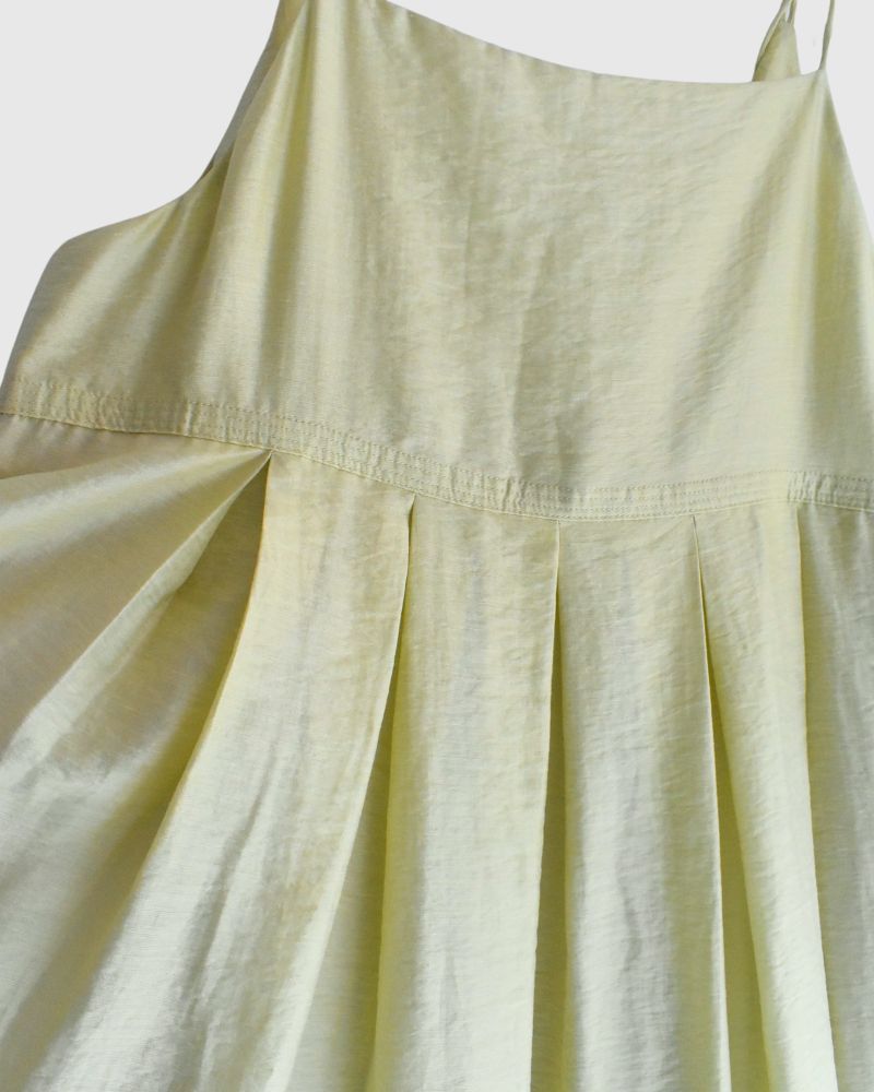 Tuck Volume Dress in Lime