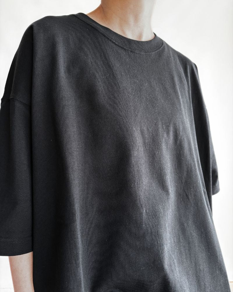 Shirring S/S PULLOVER in Black