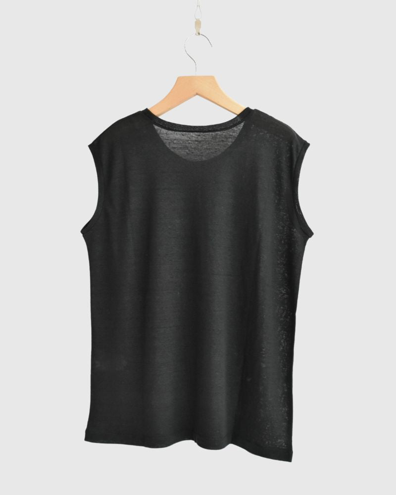 Linen Tank Top in Black