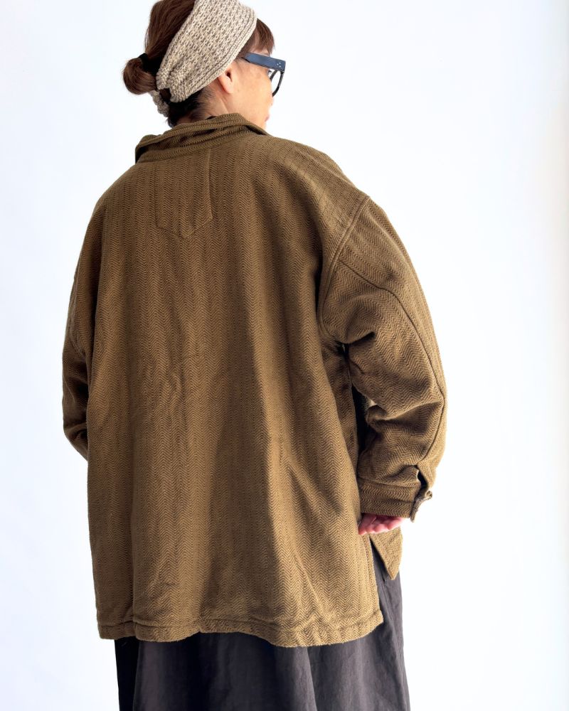 TEORI Cotton Herringbone Jacket in KhakiBrown