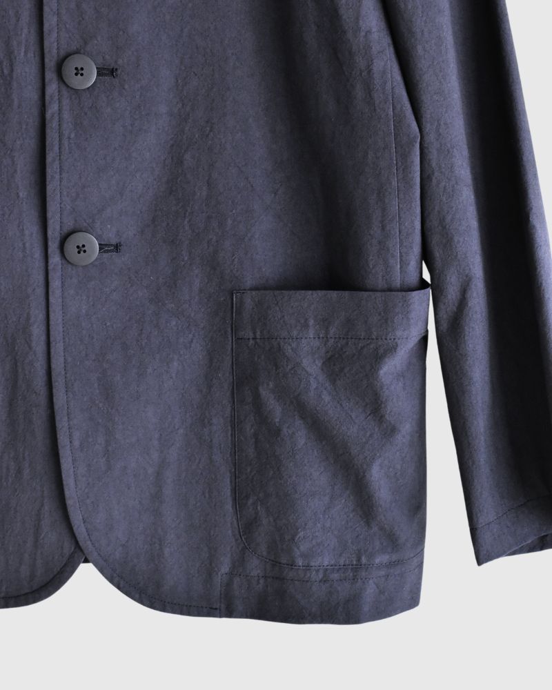Collarless Jacket in Navy