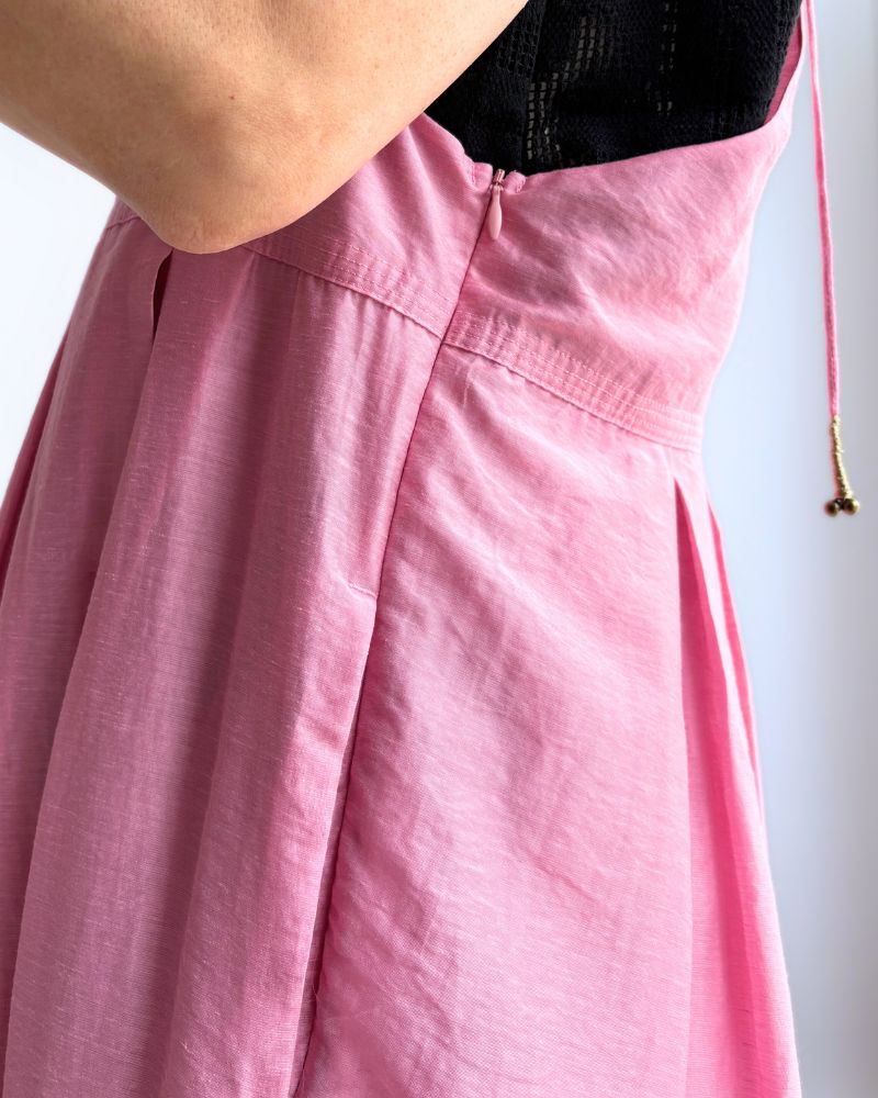 Tuck Volume Dress in Pink