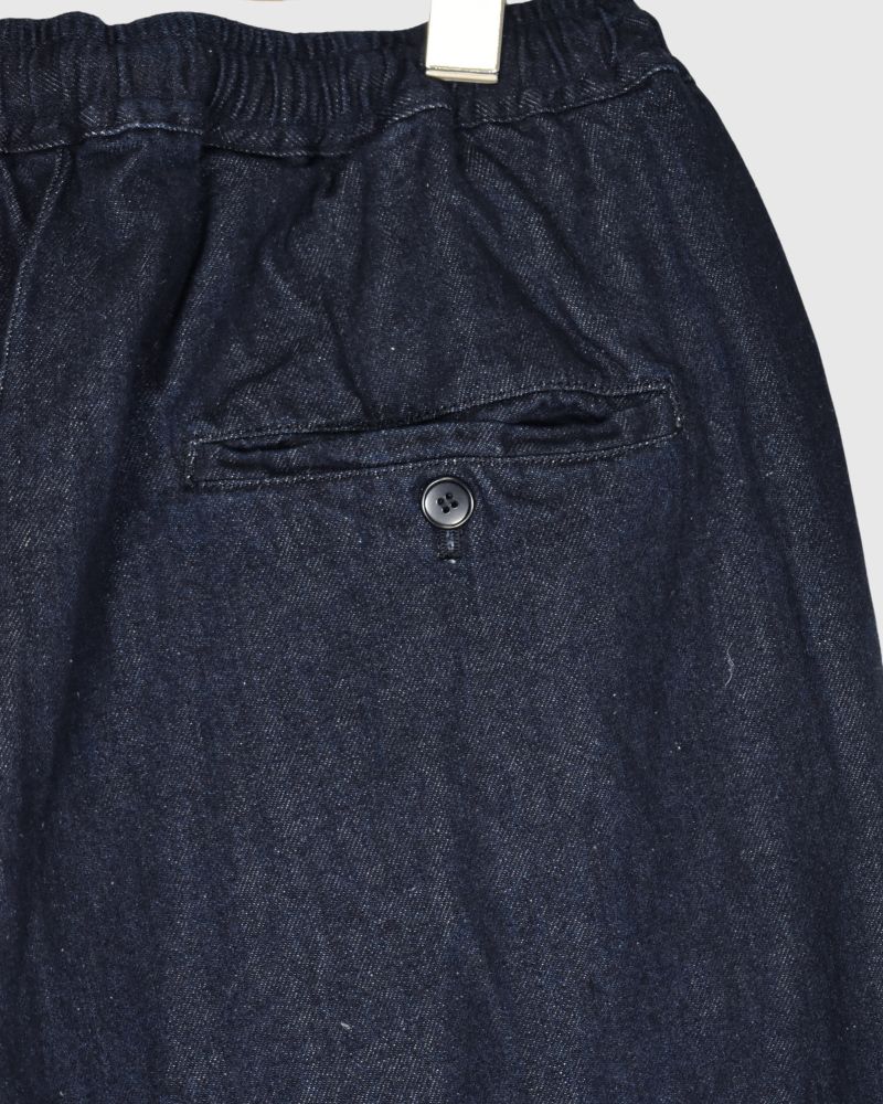 Cotton Linen Denim Tuck Pants in One Wash