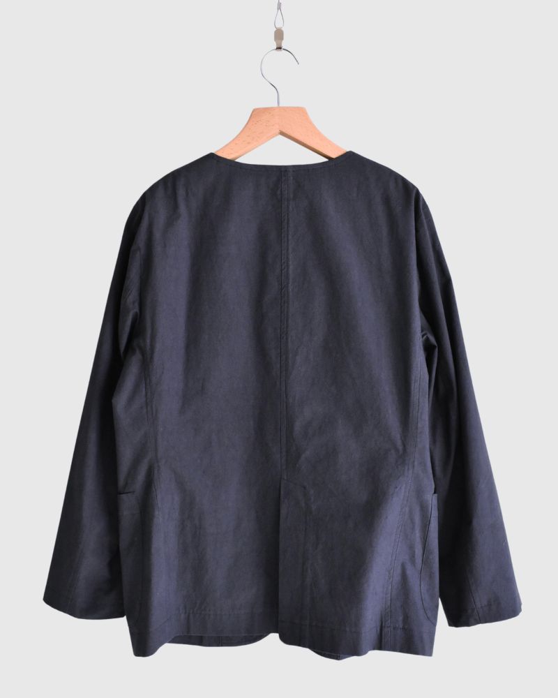 Collarless Jacket in Navy