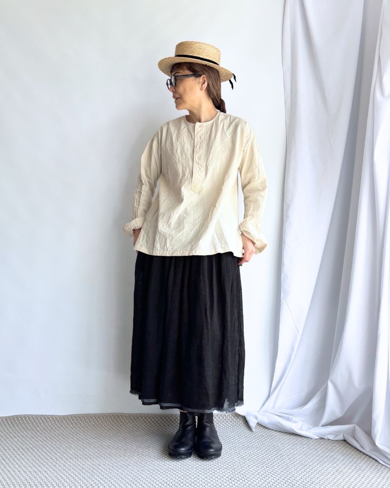 Khadi Cotton Henley Shirt in Natural