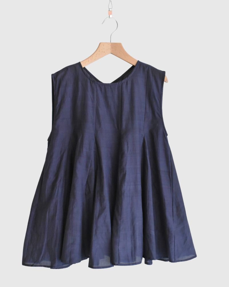 Silk cotton gusset 2-way tank top in Navy