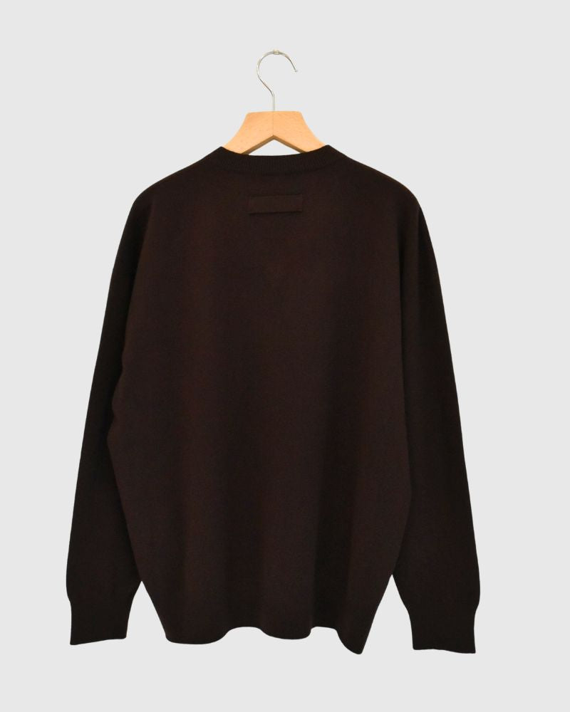 GINNY V-neck knit pullover in Brown