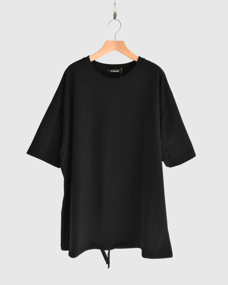 Shirring S/S PULLOVER in Black