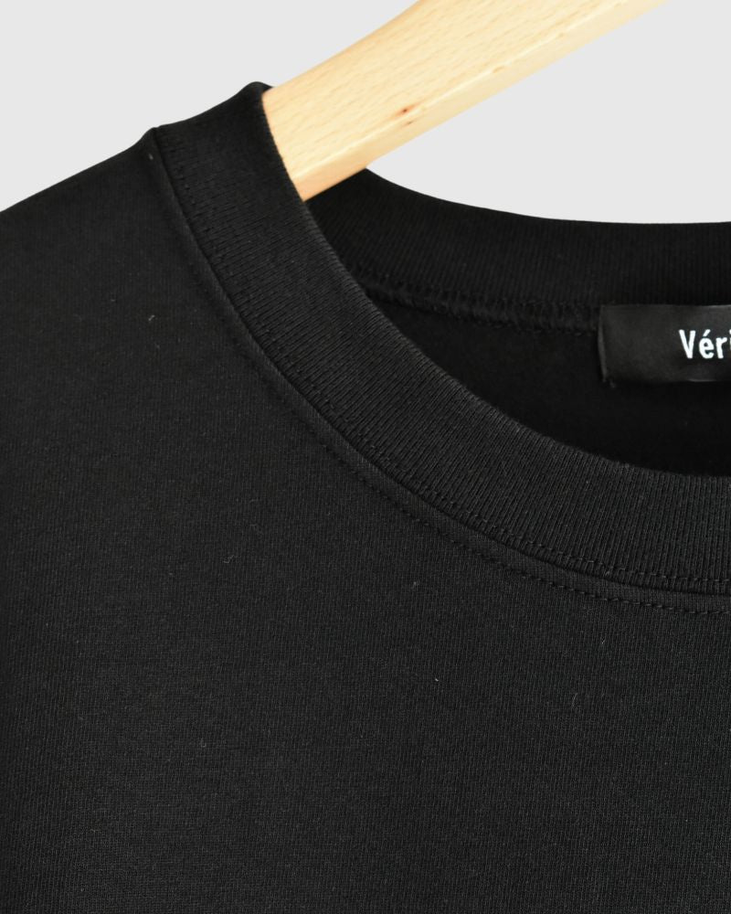 Shirring S/S PULLOVER in Black