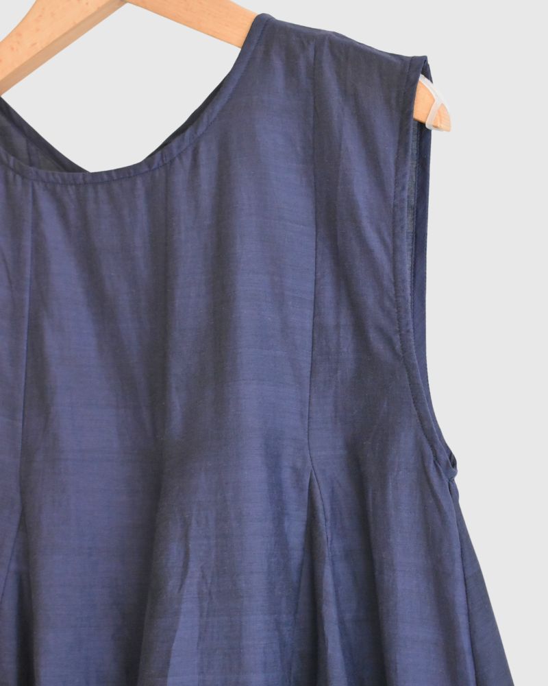 Silk cotton gusset 2-way tank top in Navy