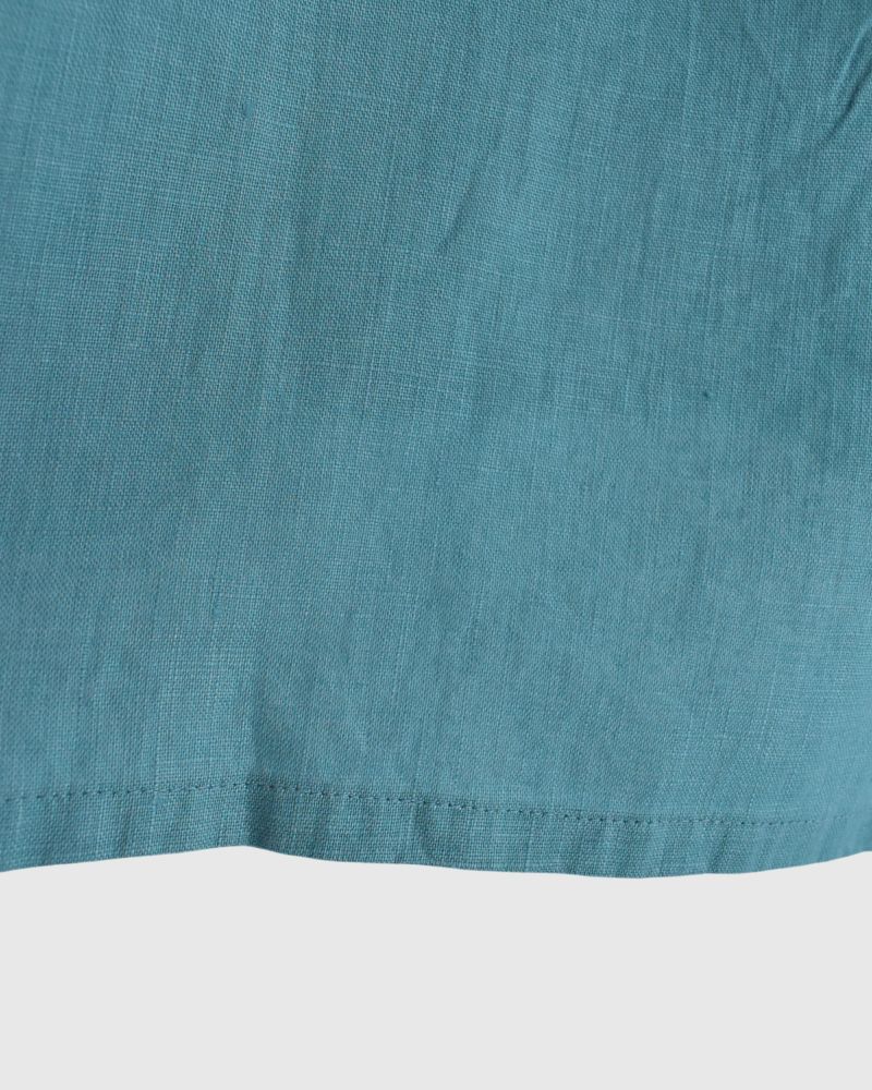 Color linen pullover in Turquoise