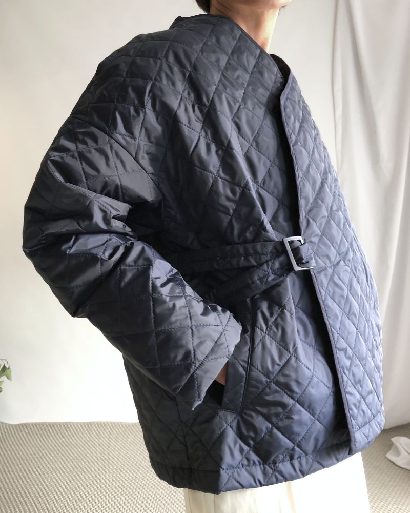Quilted Cache Coeur Short Coat in Navy