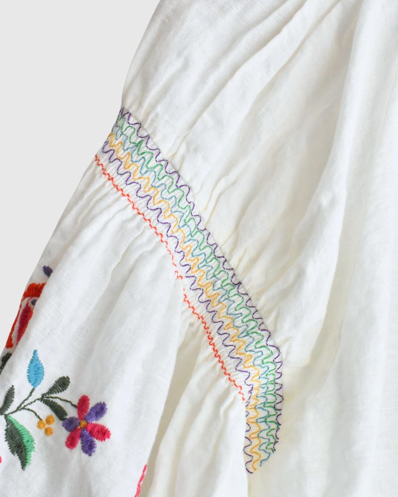 Floral Embroidery Blouse in White