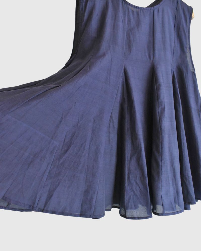 Silk cotton gusset 2-way tank top in Navy