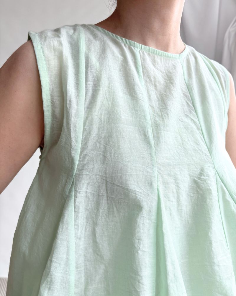Silk cotton gusset 2-way tank top in LightGreen