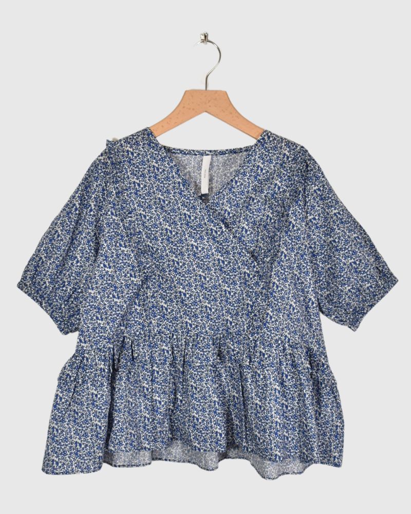 FRILL DESIGN TOPS 'KULAN' in Blue