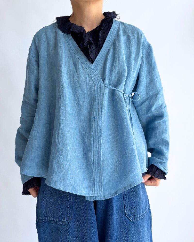 Indigo Linen Cache-Coeur Shirt in LightBlue Indigo Linen Cache-Coeur Shirt in LightBlue