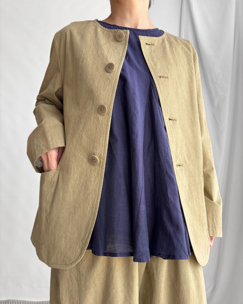 Collarless Jacket in SandBeige Collarless Jacket in SandBeige