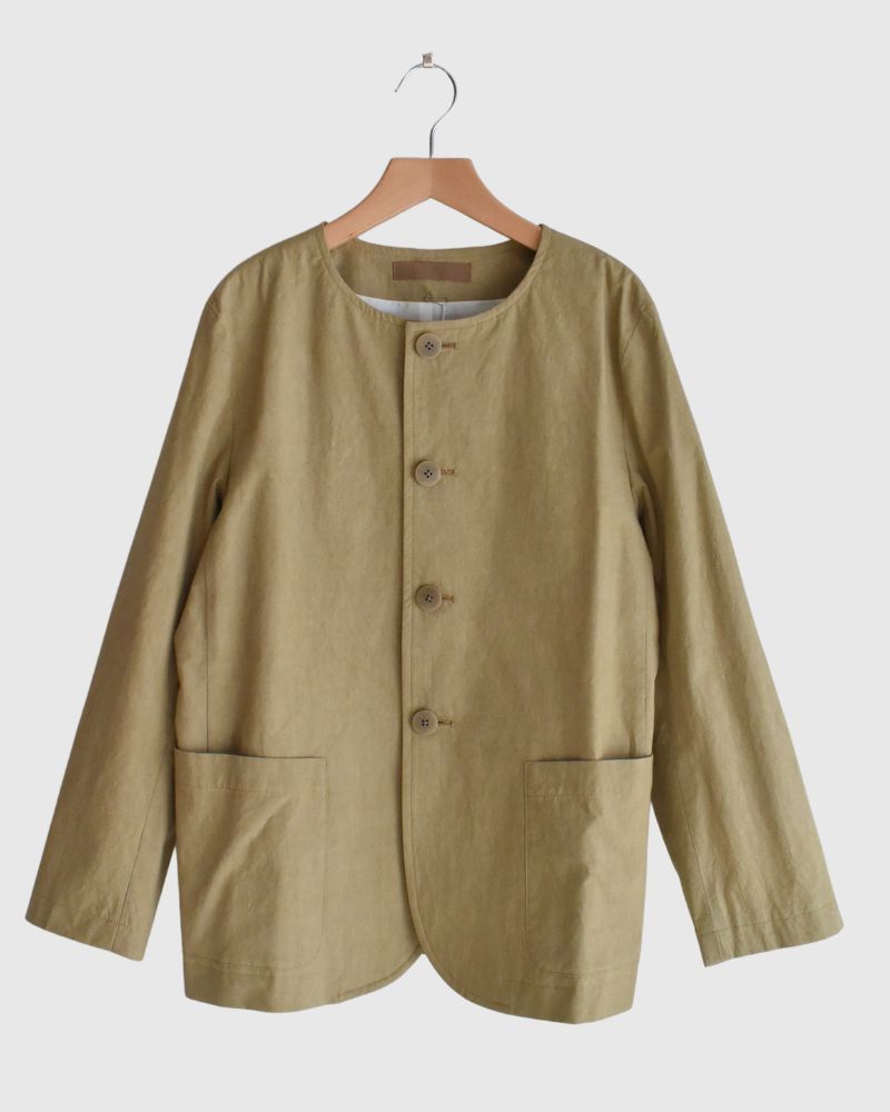 Collarless Jacket in SandBeige