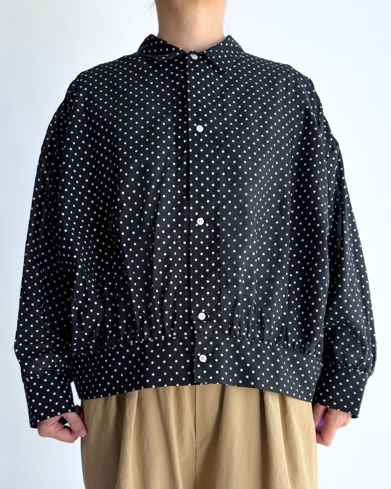 Veritecoeur Dot Gather Blouse Sumikuro | Lyocell Cotton Lawn