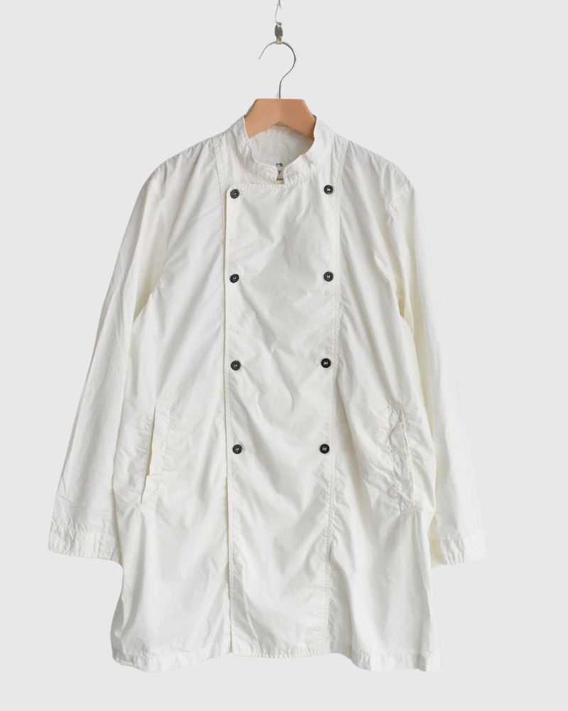 60s COTTON POPLIN OVERDYE STAND COLLAR DOUBLE BREAST JACKET in White