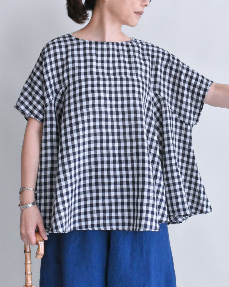 Umbrella Blouse in White/Indigo