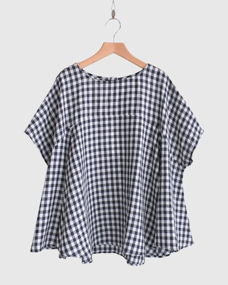 Umbrella Blouse in White/Indigo