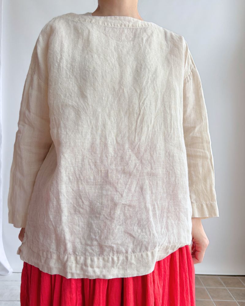 Organic Belgian Linen Simple Pullover in GrayishMilk Organic Belgian Linen Simple Pullover in GrayishMilk